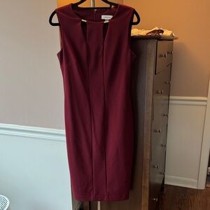 Calvin Klein Rich Burgundy Midi Dress